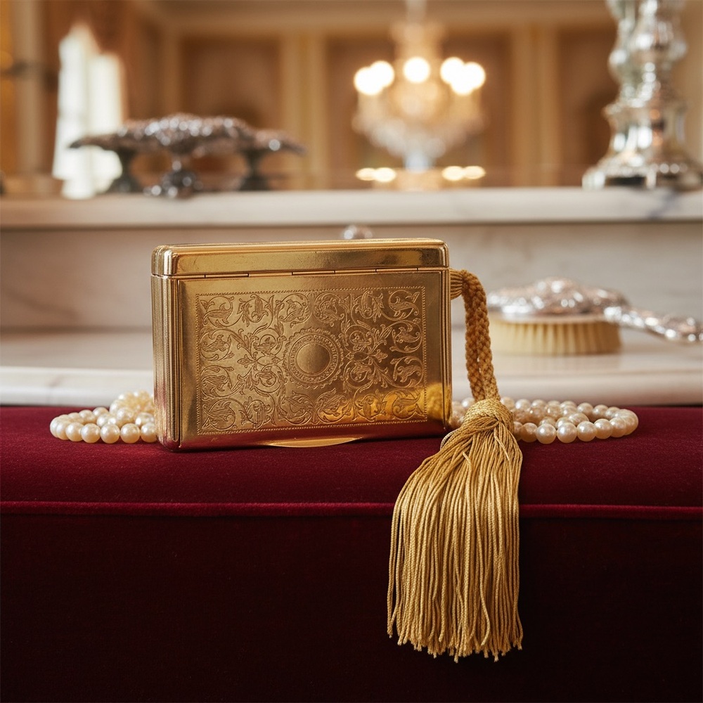 Judith Leiber Gold Clutch with Ornate Design